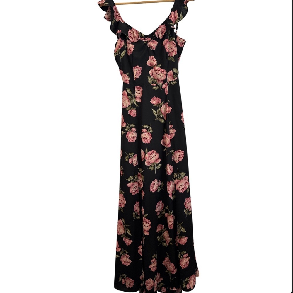 Atmosphere Black Floral Maxi Dress w/ Cut-Out Back detail Size 4